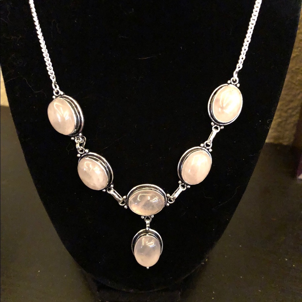 Rose Quartz Necklace & Earrings Set